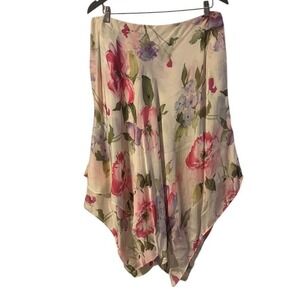 Lauren Ralph Lauren Petite Floral Watercolor Asymmetrical Midi Skirt 14P